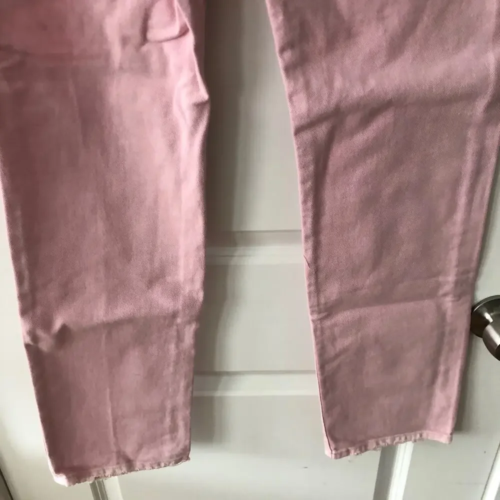 3x1 NYC size 25 Women's distressed straight leg jeans Mineral Rose Pink $367